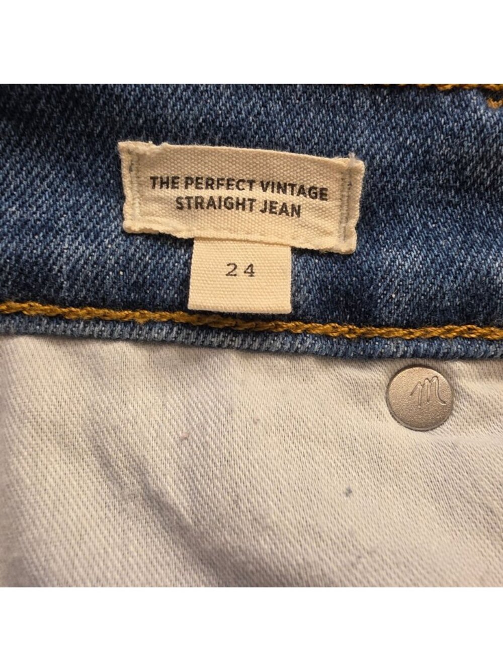 Madewell Vintage Straight Leg Jeans Medium Wash Size 24 Stretch Denim - Picture 5 of 10